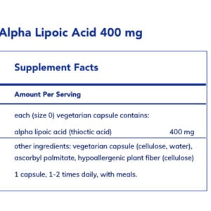 Pure Encapsulations Alpha Lipoic Acid 400 mg label