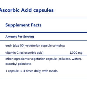 Pure Encapsulations Ascorbic Acid Capsules label