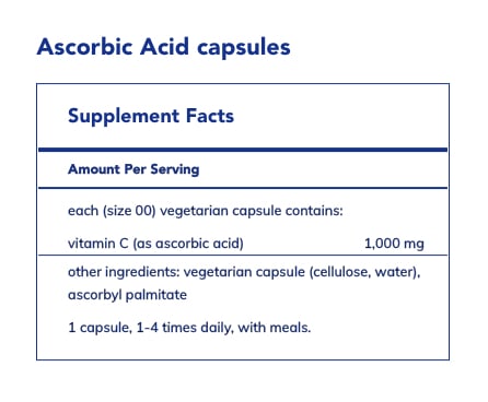 Pure Encapsulations Ascorbic Acid Capsules label