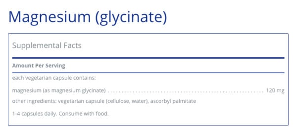 Label Pure Encapsulations Magnesium Glycinate