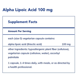 Pure Encapsulations ALA 100 mg label