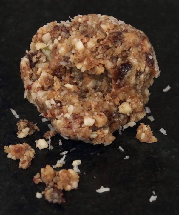 A Fruit and Nut Ball that's been bitten