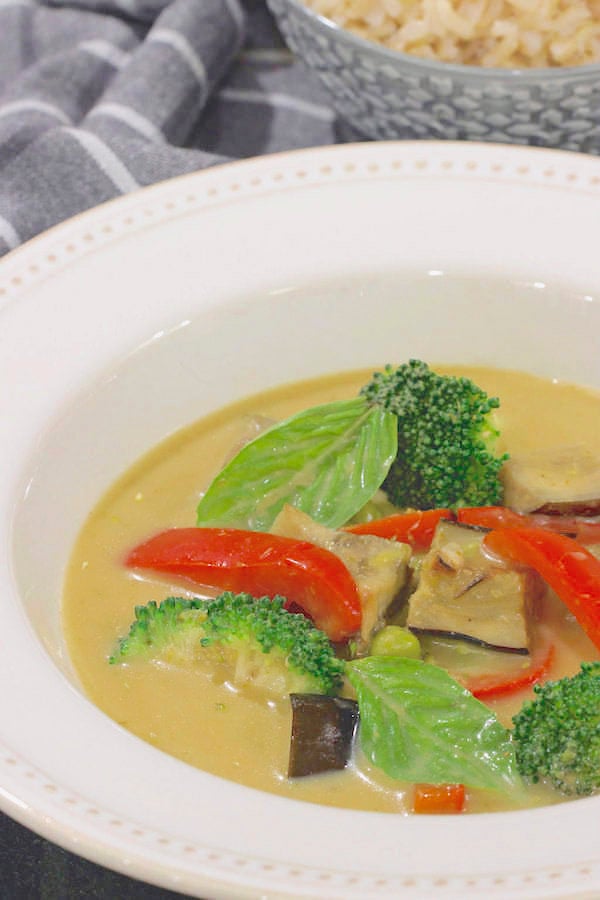 Thai Green Curry in white bowl