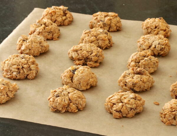 Baked maple nut cookies on parchment paper