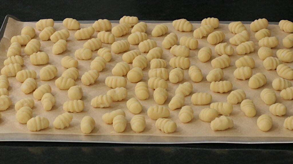 Tray of homemade gnocchi