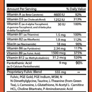 Label on bottle of Ambaya Gold Super Conductive Vitamins