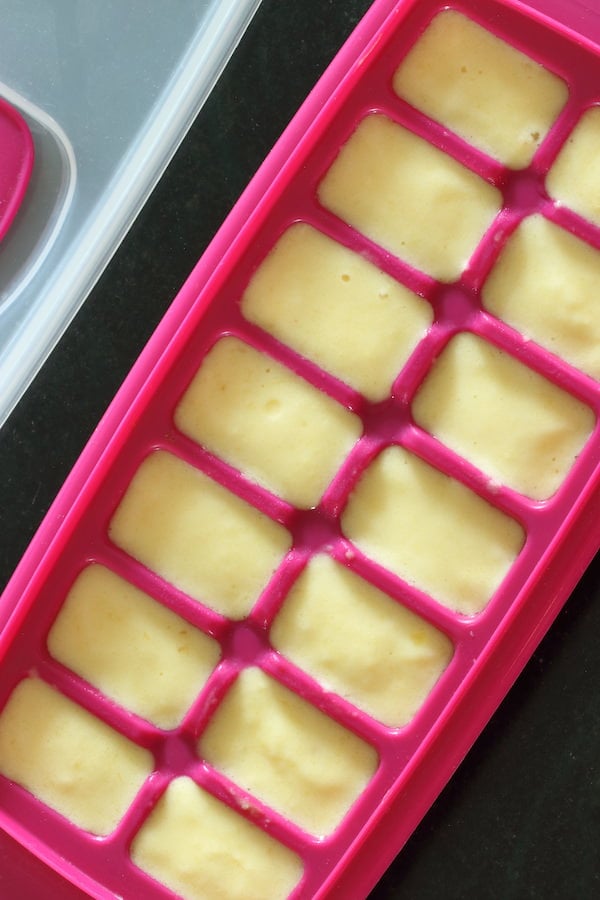 Pineapple dairy-free sorbet in an ice cream tray