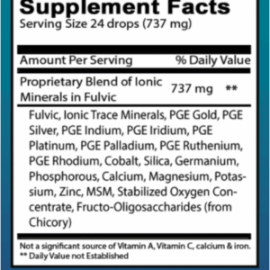 Label on bottle of Ambaya Gold Super Conductive Ionic Minerals