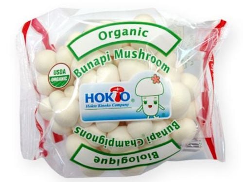 Package of Hokto Kinoko brand white beech mushrooms