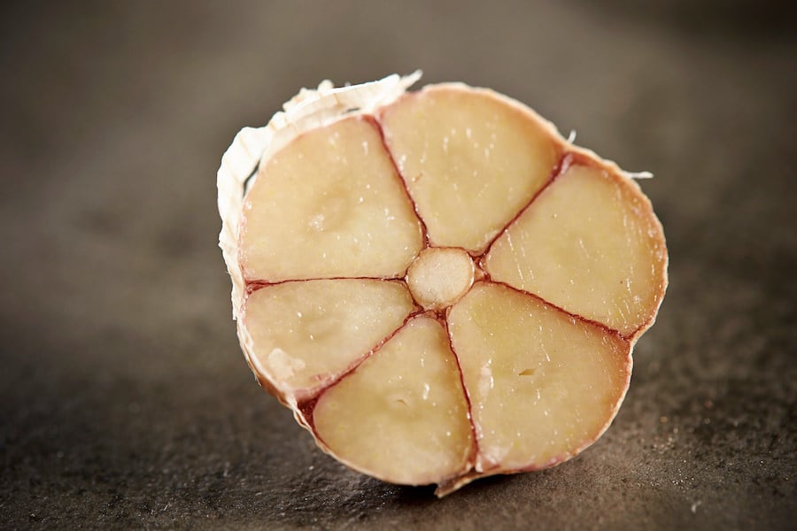 Cross section of a head of hardneck garlic