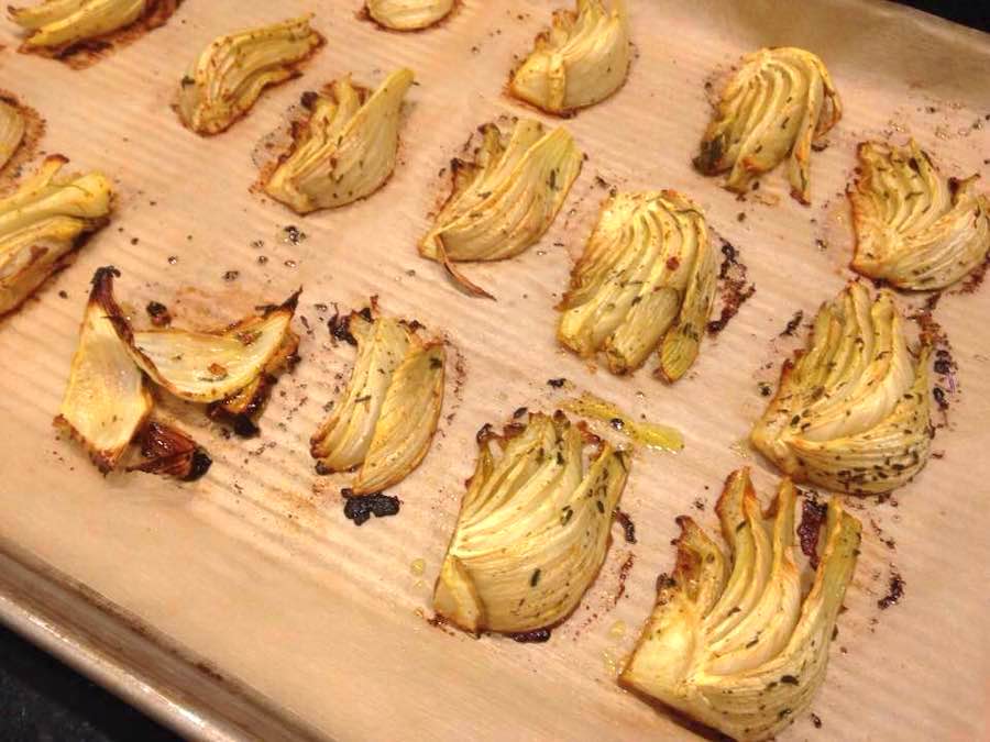 Roasted Fennel on a parchment lined baking sheet