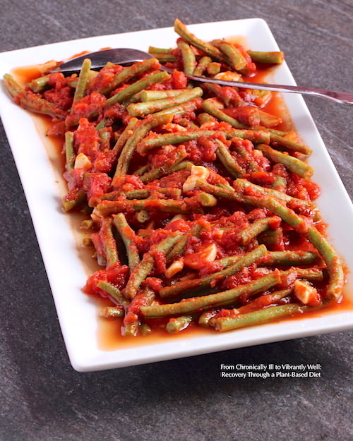 Green Beans Marinara on a serving dish