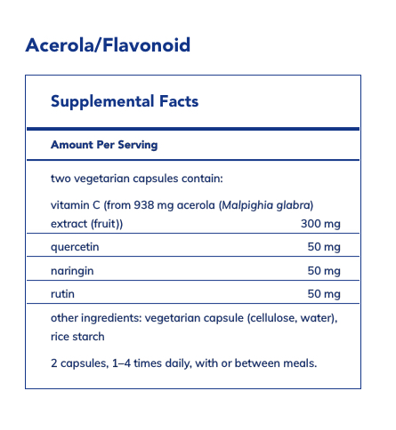 Pure Encapsulations acerola/flavonoid label