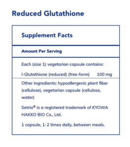 Pure Encapsulations Reduced Glutathione label