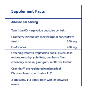 Product Label for Cranberry-D-Mannose