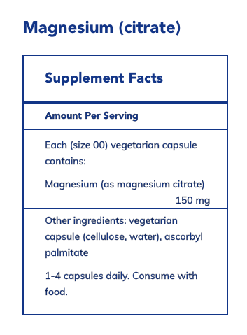 Product Label for Magnesium Citrate