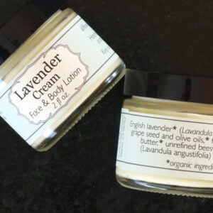 View of front and back labels of Lavender Cream